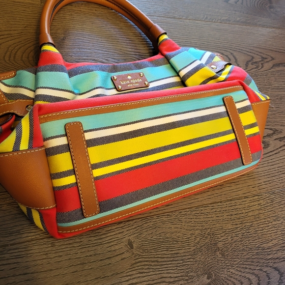 Kate spade ♠️ bag hand shoulder summer stripes rainbow - Picture 6 of 8